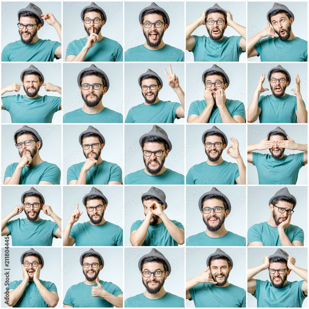 Set of handsome emotional man Set of handsome emotional man