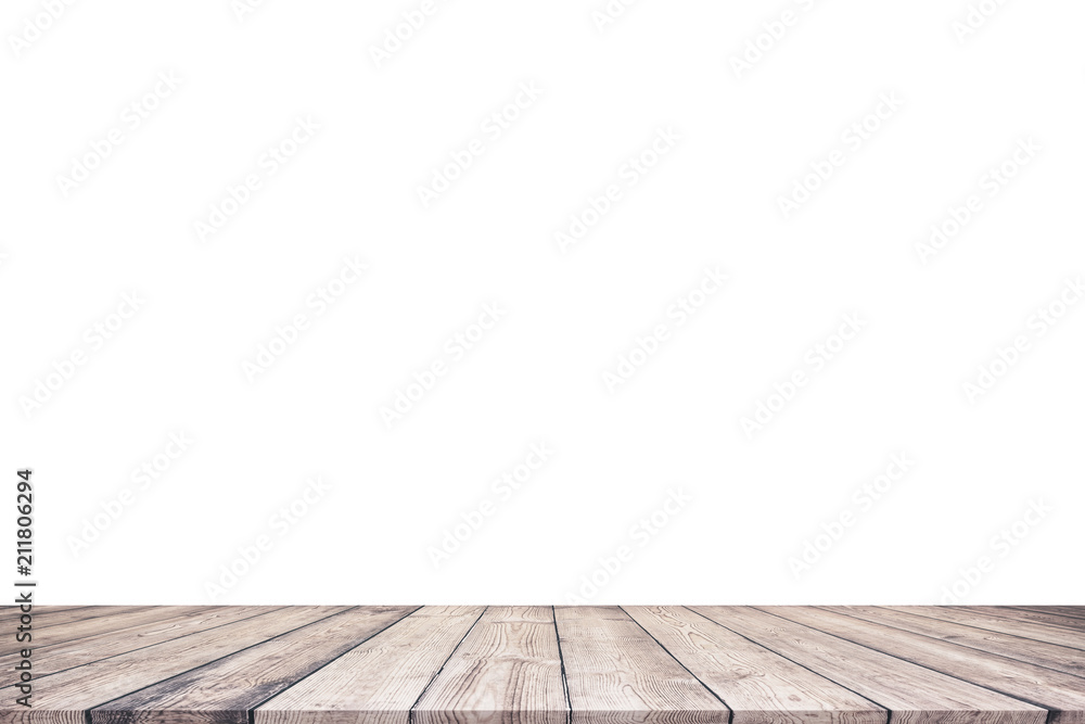 Wood table isolated on white background