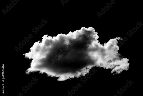 Cloud isolated on black background, Black sky and single cloud