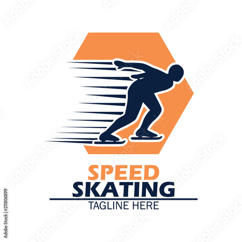speed skating logo with text space for your slogan / tag line, vector illustration
