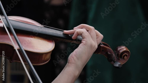 Woman's Hands Playing Violin Closeup - Slow Motion