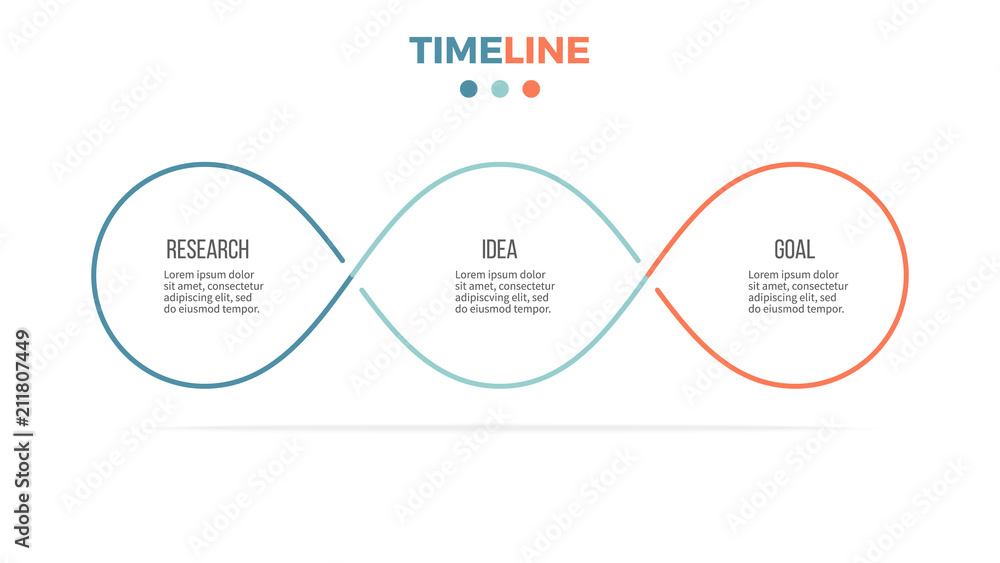 Business infographics. Timeline with 3 steps, options, loops. Vector template. Business infographics. Timeline with 3 steps, options, loops. Vector template.