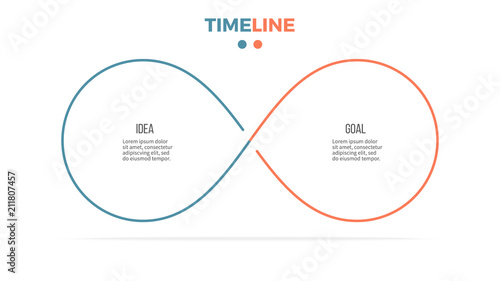 Business infographics. Timeline with 2 steps, options, loops. Vector template.