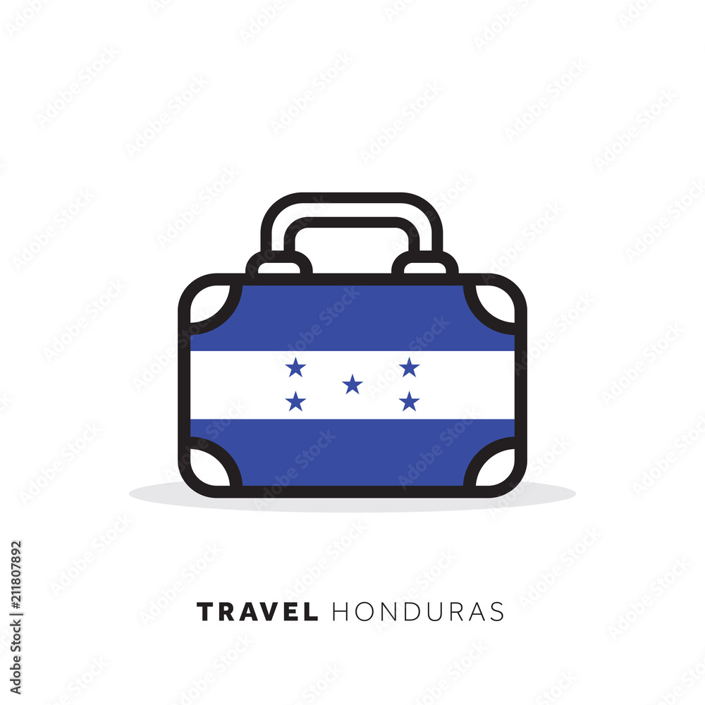 Honduras travel concept. Suitcase vector icon with national country flag Honduras travel concept. Suitcase vector icon with national country flag