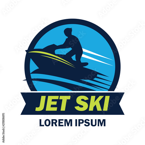 jet ski logo with text space for your slogan / tag line, vector illustration