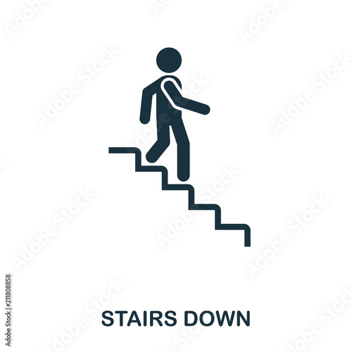 Stairs Down icon. Line style icon design. UI. Illustration of stairs down icon. Pictogram isolated on white. Ready to use in web design, apps, software, print.