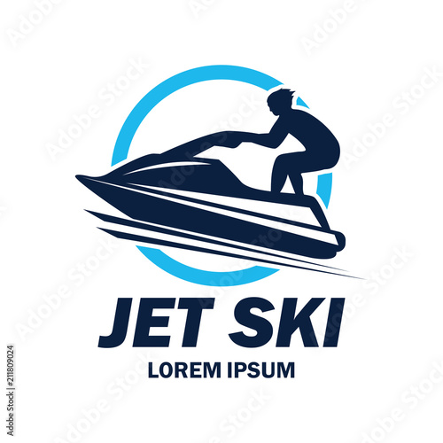 jet ski logo with text space for your slogan / tag line, vector illustration