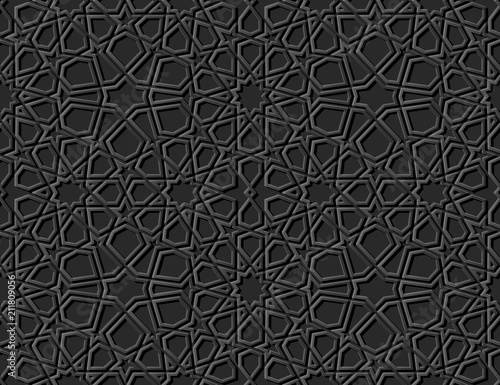 Wallpaper Mural 3D dark paper art Islamic geometry cross pattern seamless background Torontodigital.ca