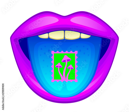 Use of psychedelic drugs on a white background