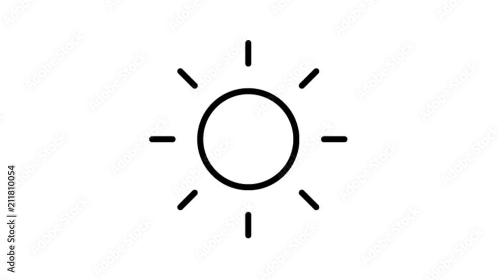 Sun Weather flat line icon animation stock video design drawing isolated on a white background a sign symbol Sun Weather flat line icon animation stock video design drawing isolated on a white background a sign symbol