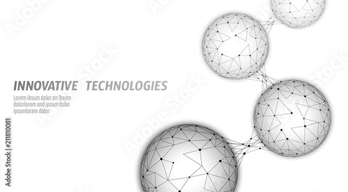 Abstract low poly biological connected cell. Connection world communication technology polygonal. Blue business science concept. Wireframe mesh geometric render white gray vector illustration