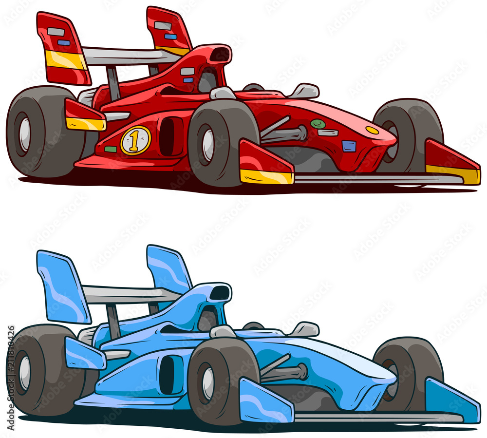 Cartoon red and blue sport racing car Stock Vector | Adobe Stock