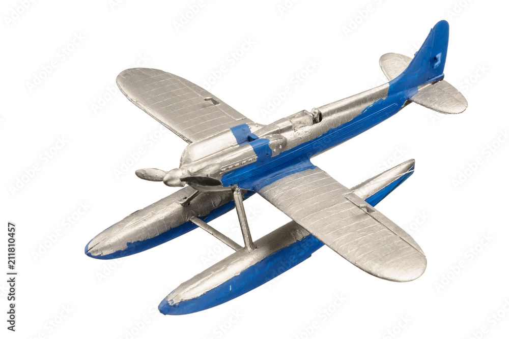 Blue plastic aquaplane isolated on the white background