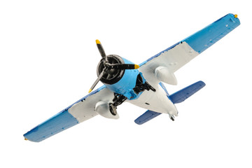 Acrylglasbilder Alte Flugzeuge Blaues Spielzeugflugzeug aus Kunststoff  © PinaCub