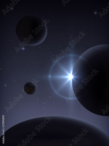 Supernova explosion. Space landscape.