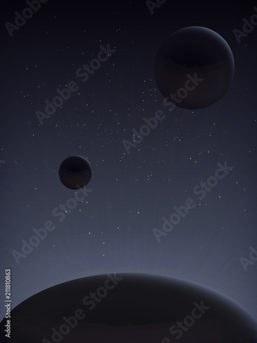 Parade of planets. Space landscape.