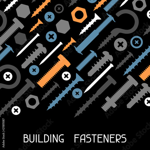 Background with bolts nuts nails.