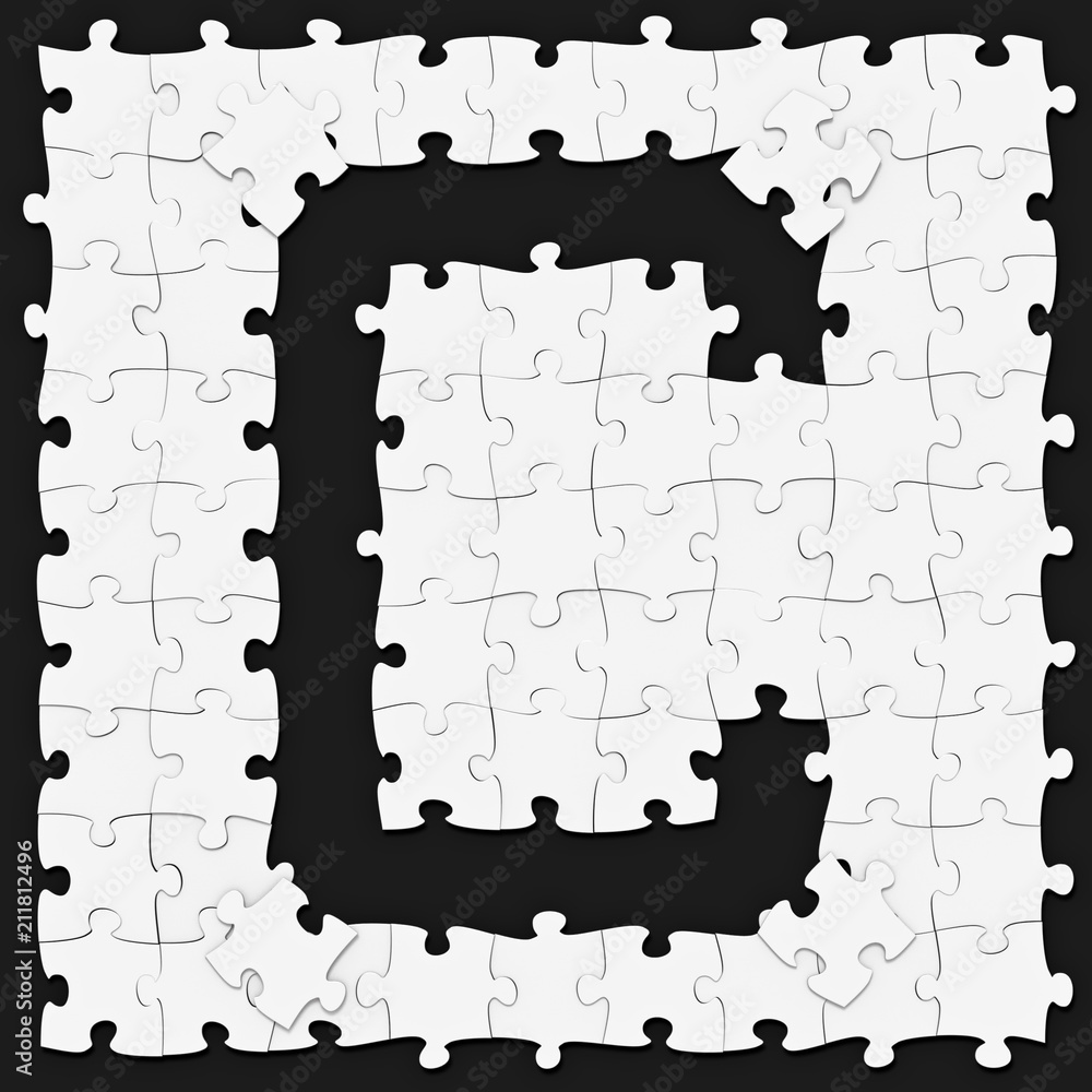 Jigsaw puzzles assembled capital letter C on dark background, puzzle  letters may be seamless connected along borders, 3D rendered font image for  education, art and childish typography Illustration Stock | Adobe Stock