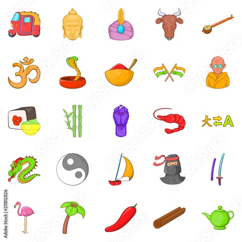 Yin yang yourself icons set. Cartoon set of 25 yin yang vector icons for web isolated on white background