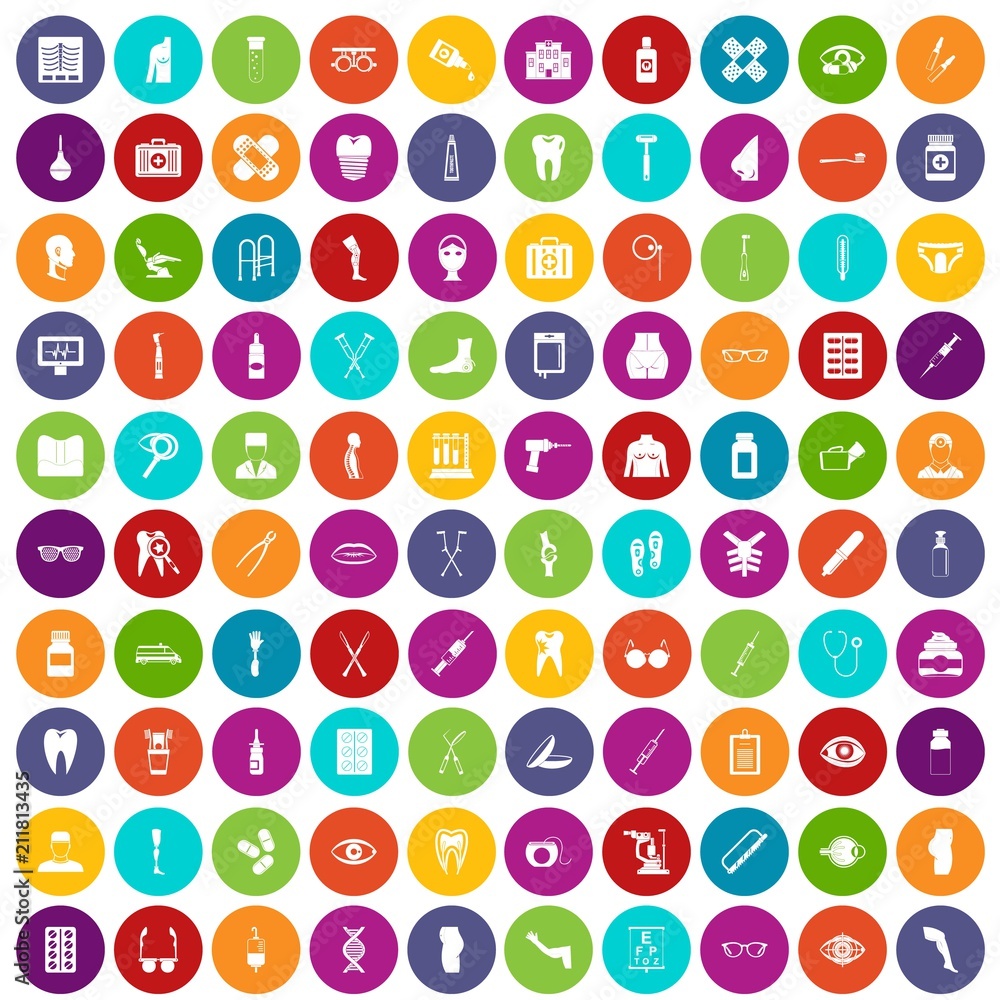 100 pharmacy icons set in different colors circle isolated vector illustration 100 pharmacy icons set in different colors circle isolated vector illustration