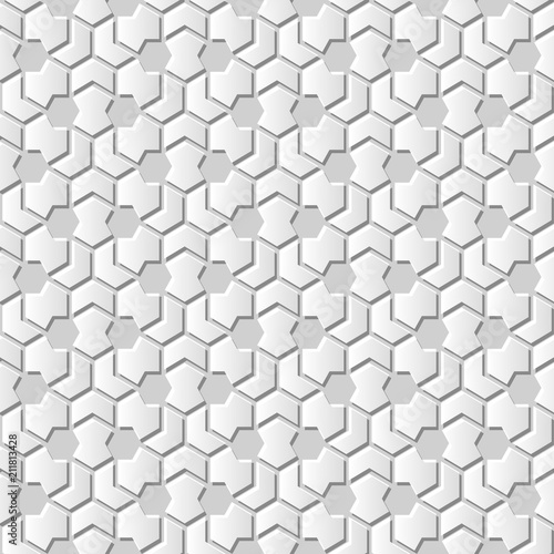 Fototapeta Naklejka Na Ścianę i Meble -  3D white paper art Islamic geometry cross pattern seamless background