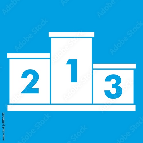 Podium winners icon white isolated on blue background vector illustration
