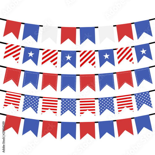 USA hanging bunting flags