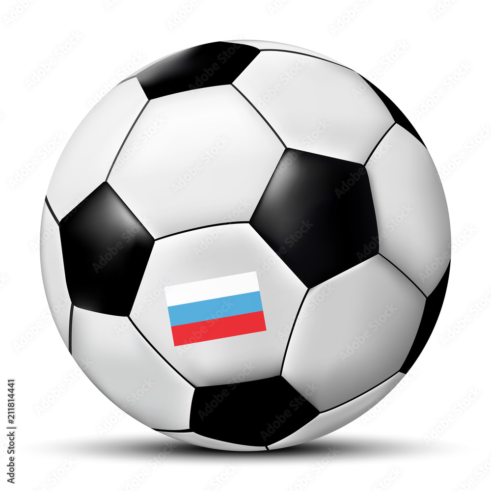 Football or soccer ball with Russia flag