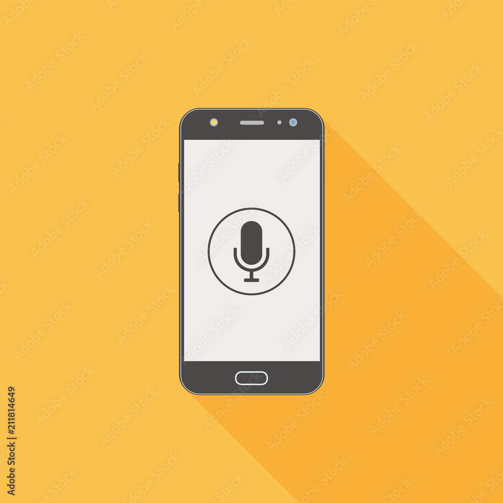 Smartphone with voice assistant, voice recognition icon Smartphone with voice assistant, voice recognition icon