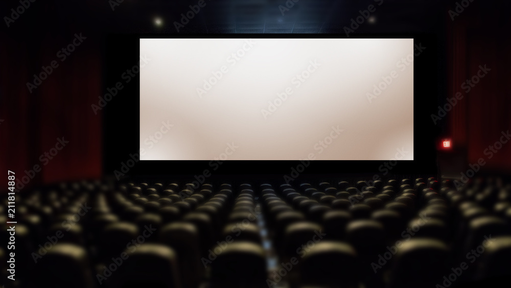 big silver screen in movie theater with seating Stock Photo | Adobe Stock