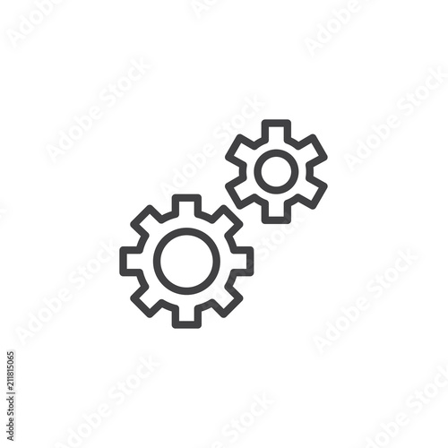 Gear, settings, preferences outline icon. linear style sign for mobile concept and web design. Cog wheels simple line vector icon. Symbol, logo illustration. Pixel perfect vector graphics