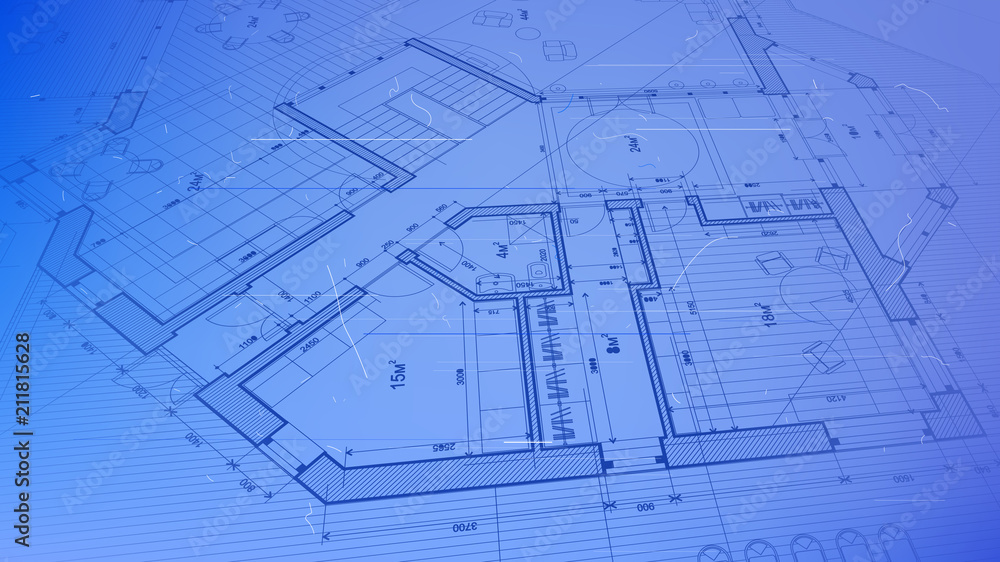 Architecture design: blueprint plan - vector illustration of a plan modern residential building / technology, industry, business concept illustration: real estate, building, construction, architecture Architecture design: blueprint plan - vector illustration of a plan modern residential building / technology, industry, business concept illustration: real estate, building, construction, architecture