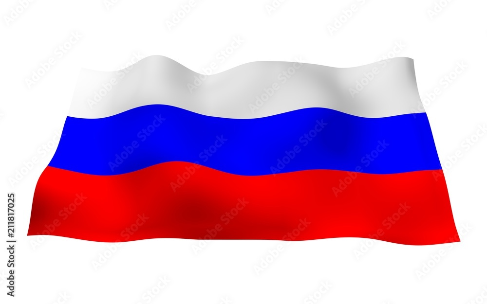 Waving flag of the Russian Federation. The National. State symbol of the Russia. 3D illustration Waving flag of the Russian Federation. The National. State symbol of the Russia. 3D illustration