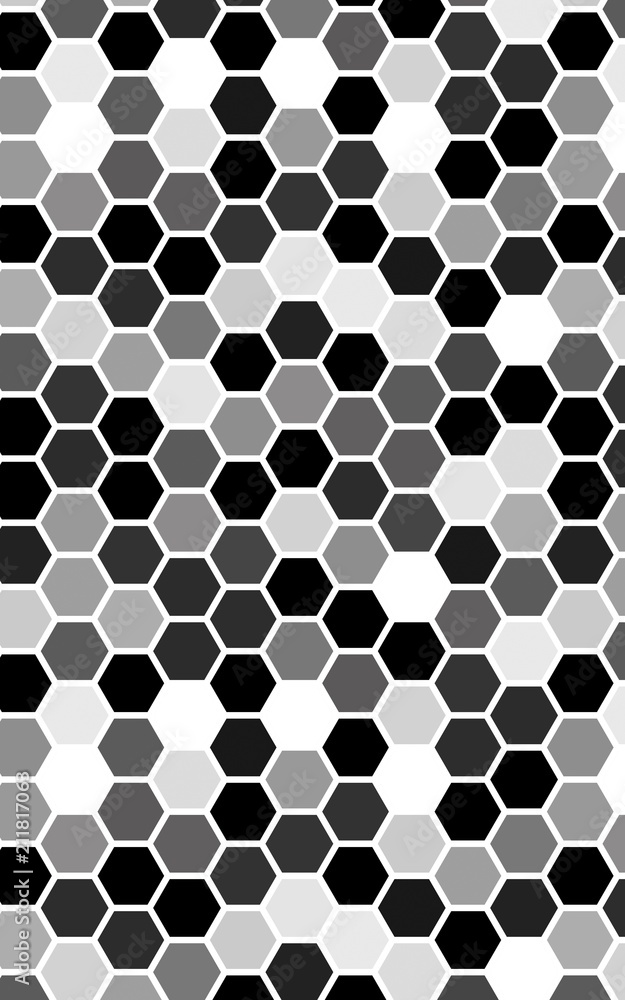 White honeycomb with a gradient color. Isometric geometry. 3D illustration White honeycomb with a gradient color. Isometric geometry. 3D illustration