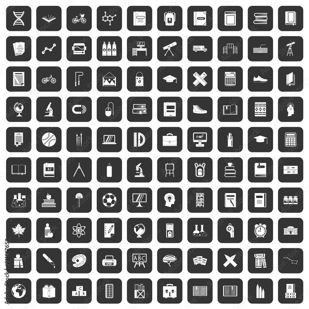 100 school icons set in black color isolated vector illustration 100 school icons set in black color isolated vector illustration