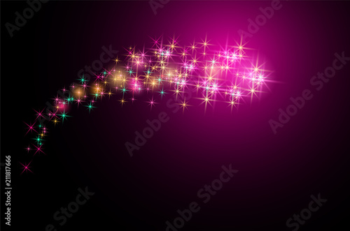 Glowing wave line with sparkle stars