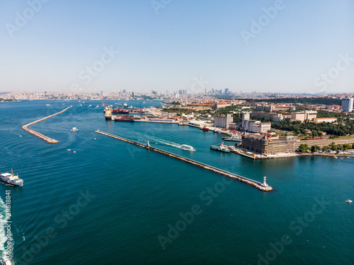 Istanbul, Turkey - May 23, 2018: Aerial Drone View of Kadikoy Seaside in Istanbul