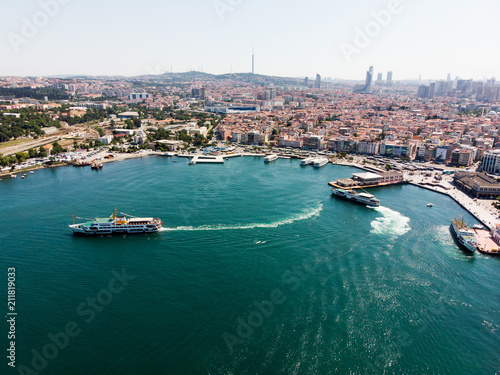 Istanbul, Turkey - May 23, 2018: Aerial Drone View of Kadikoy Seaside in Istanbul photo