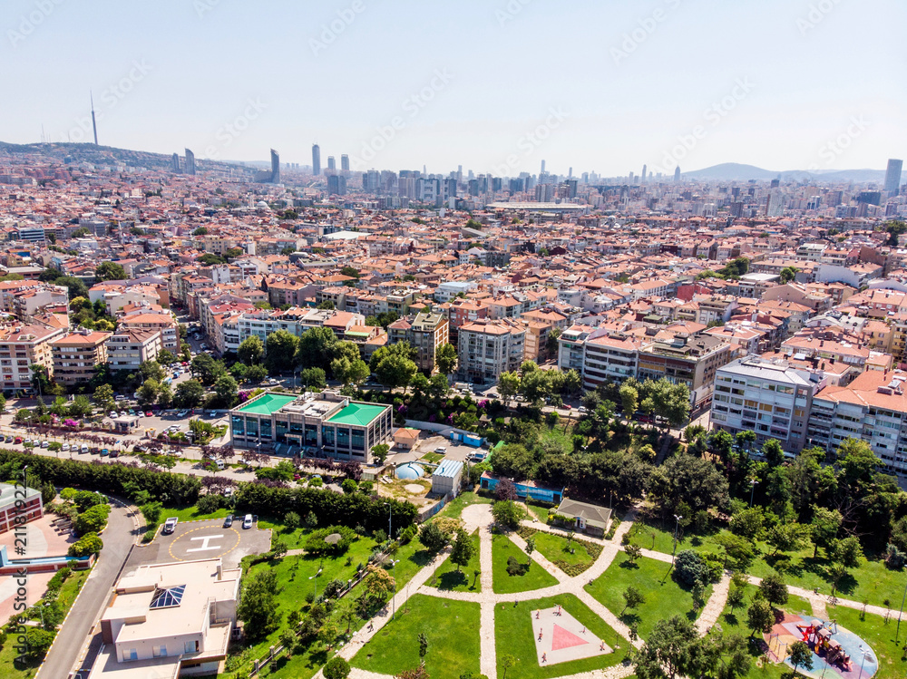 Aerial Drone View of Istanbul Kadikoy Square