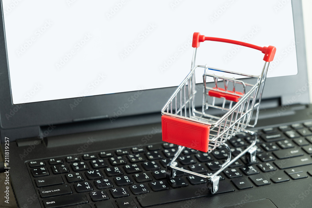 Shopping cart on the keyboard