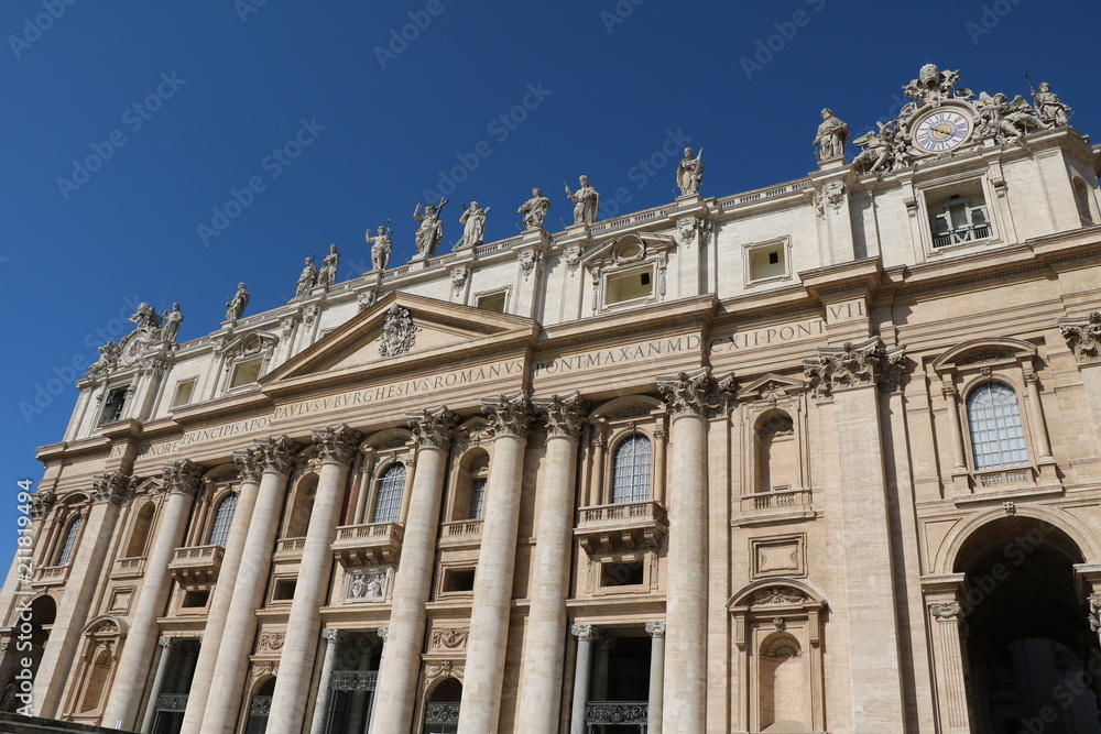 Details of St. Peter's Basilica in Vatican City, Rome Italy