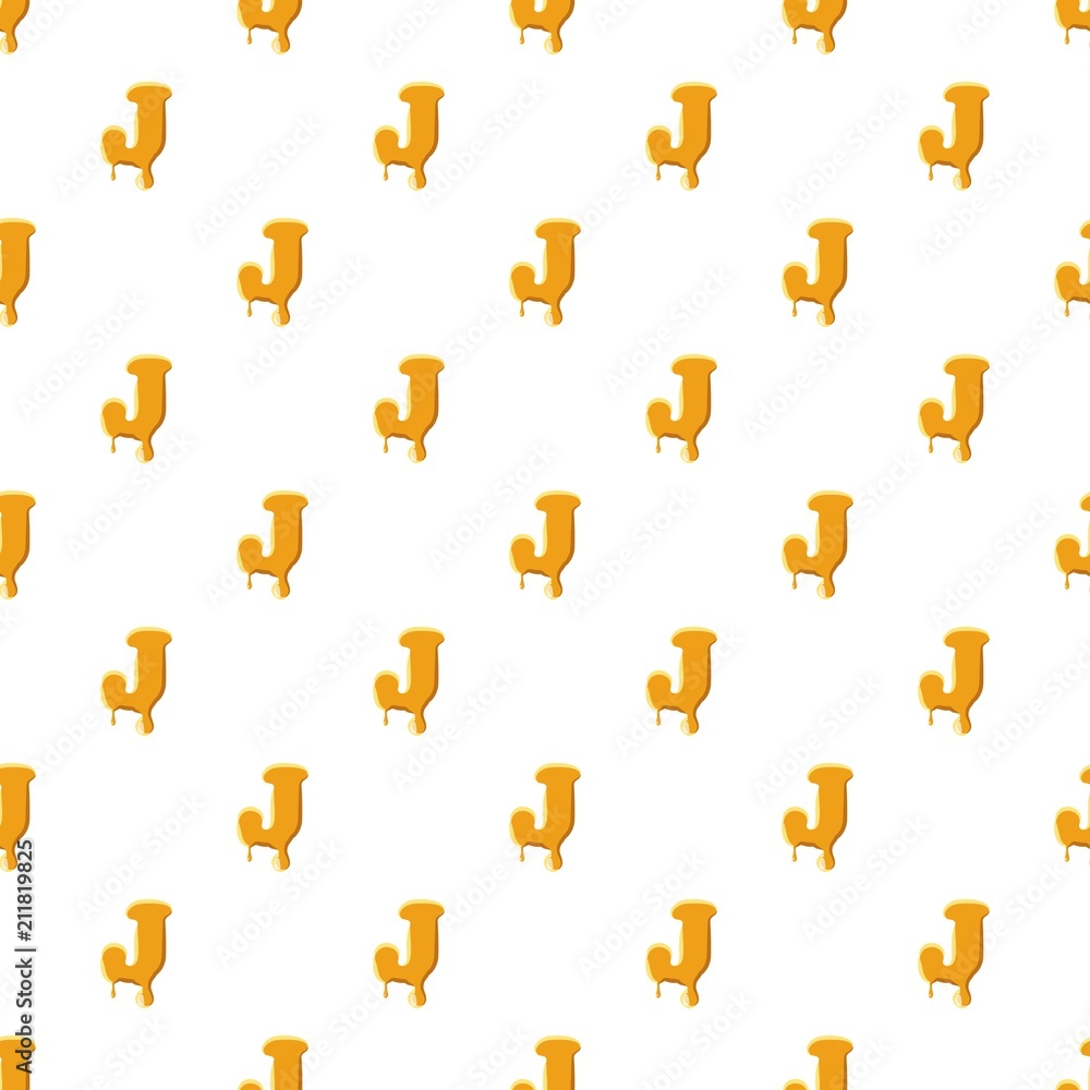Letter J from honey pattern seamless repeat in cartoon style vector illustration