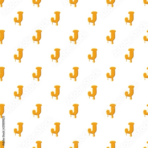 Letter J from honey pattern seamless repeat in cartoon style vector illustration