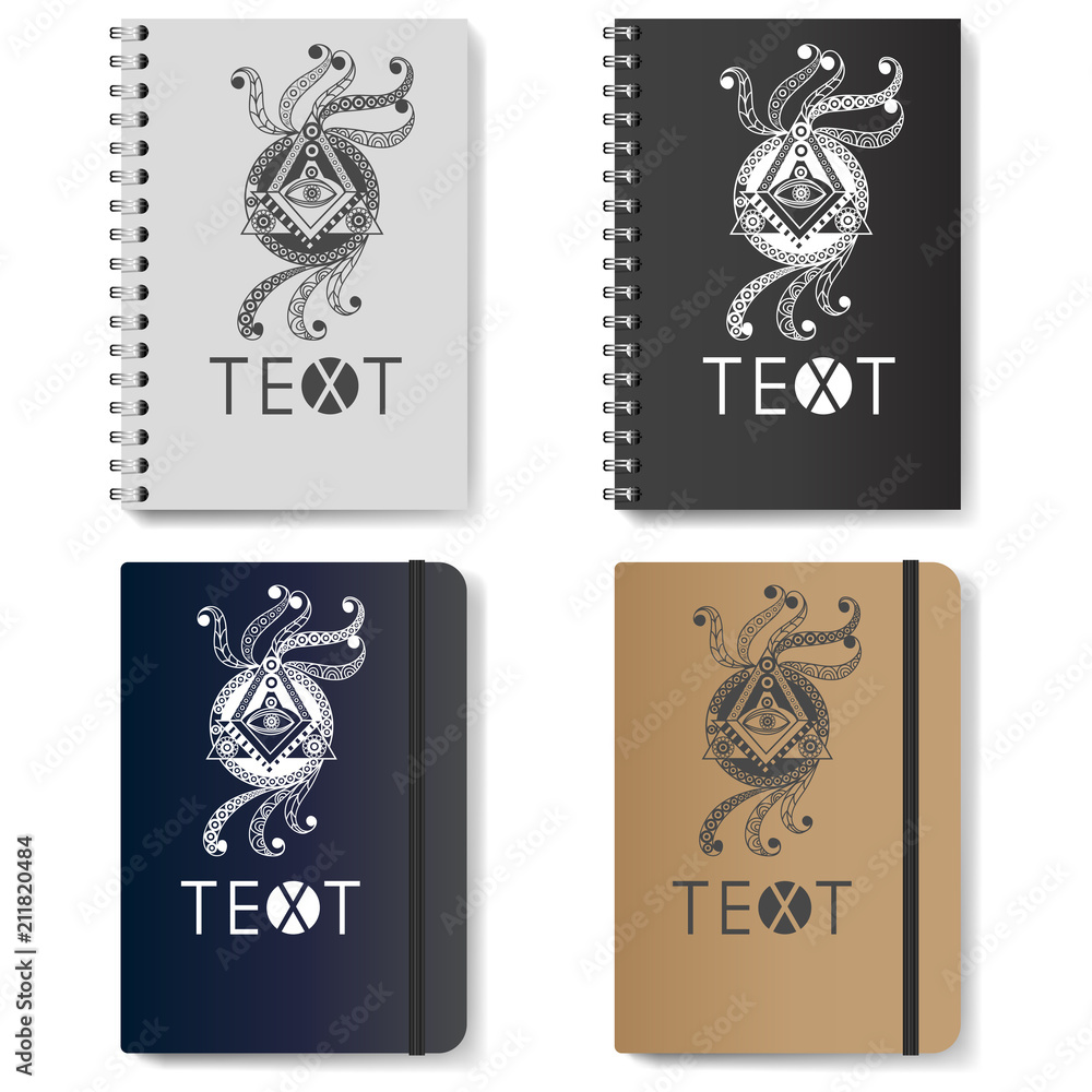 Graphic illustration with diaries with symbols 3