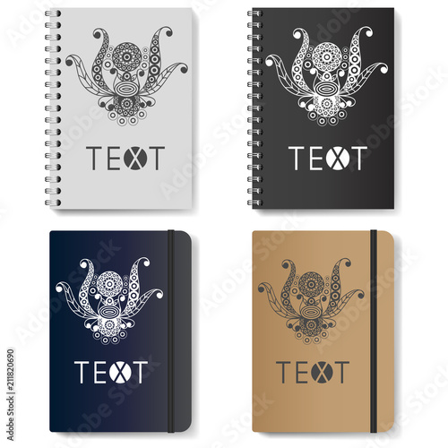 Graphic illustration with diaries with symbols 5