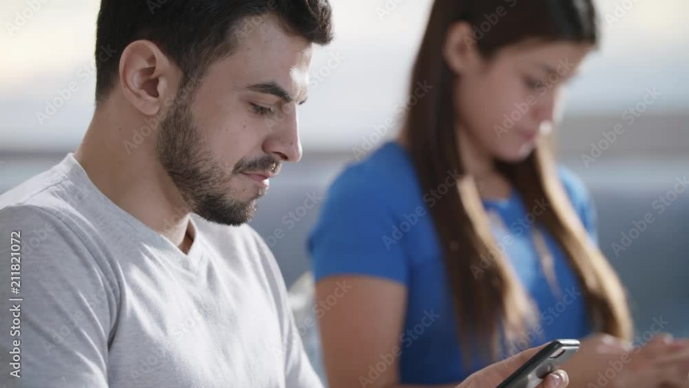 Partners Using Phone While Eating Breakfast Together Partners Using Phone While Eating Breakfast Together