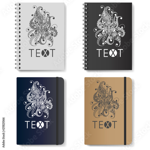 Graphic illustration with diaries with symbols 9