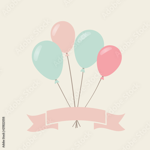 greeting card with balloons in delicate colors