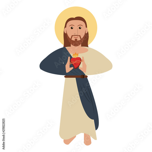 Jesuschrist sacred heart cartoon vector illustration graphic design