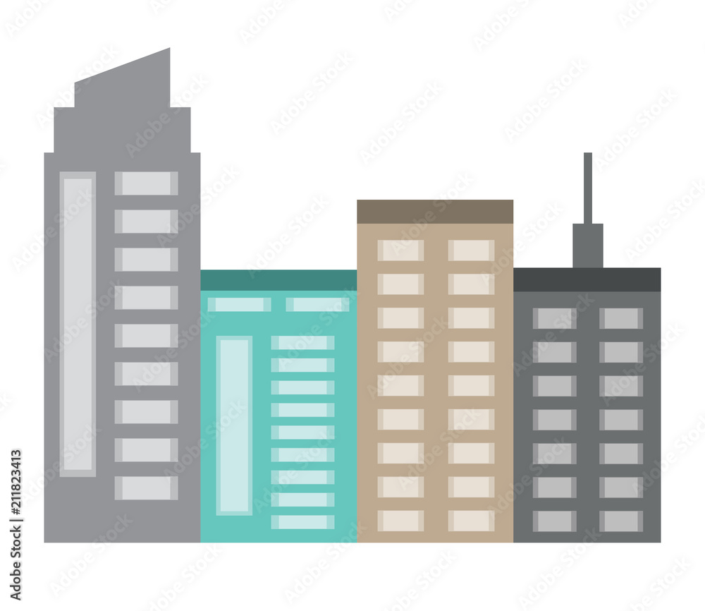 city buildings icon over white background, vector illustration